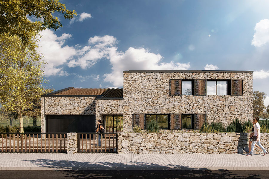 Casa Pétrea. Proyecto de vivienda Unifamiliar rústica y moderna en Soria.